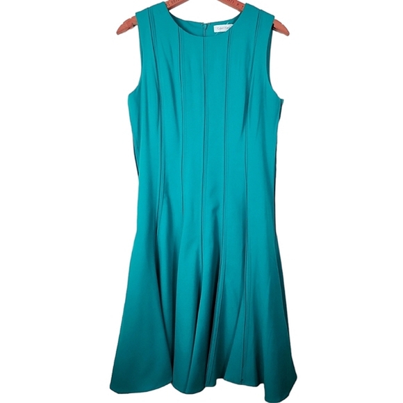 Calvin Klein Teal Fit & Flare Dress - Picture 3 of 7